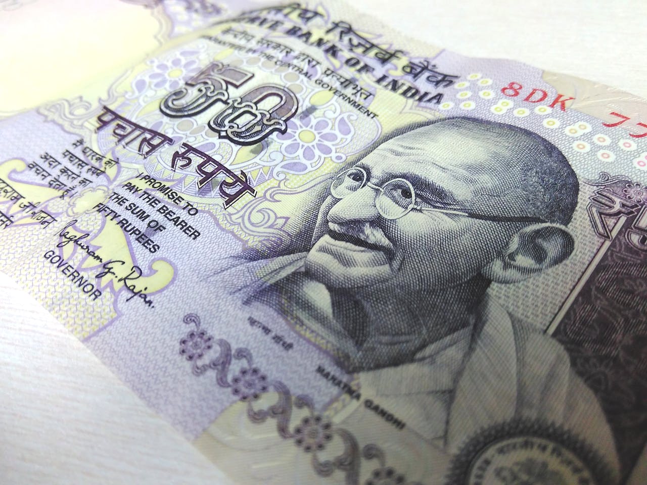 close up of India currency