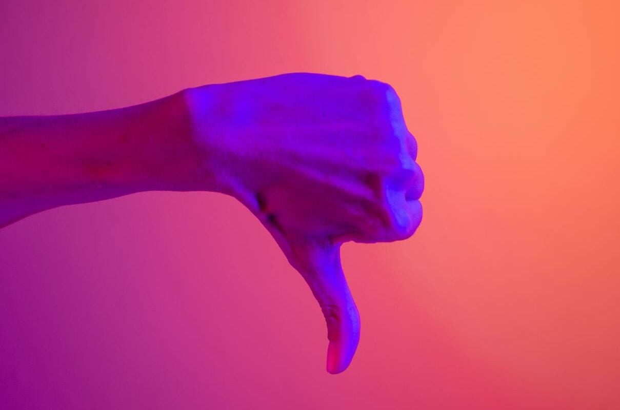 thumbs down in neon colors